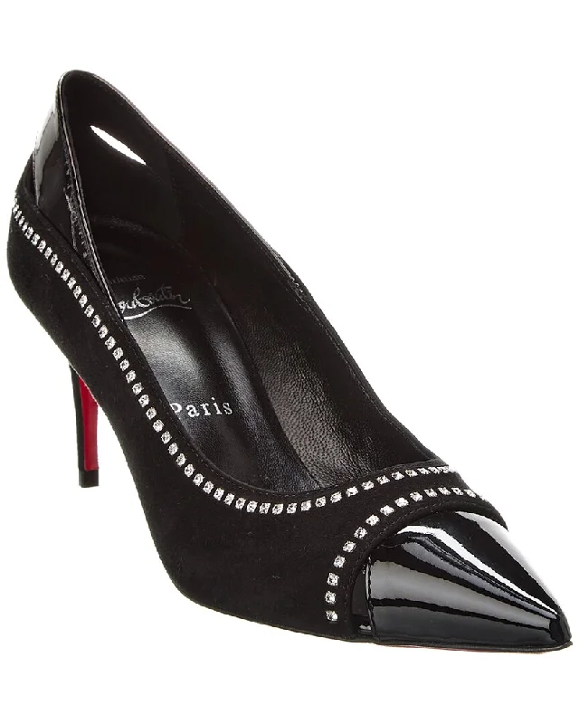 Sleek and Shiny Patent Pump Heels for a Polished Look--Christian Louboutin Duvette Strass 70 Patent & Suede Pump