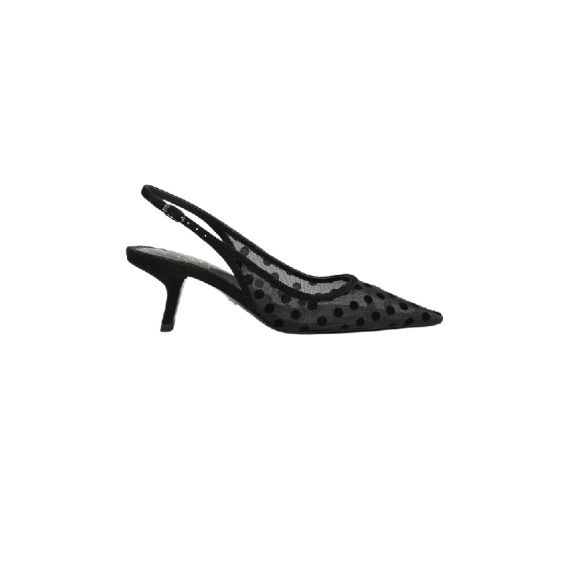 Versatile Heeled Sandals for Any Occasion---Bianka Slingback Pump Polka Dot Mesh Black