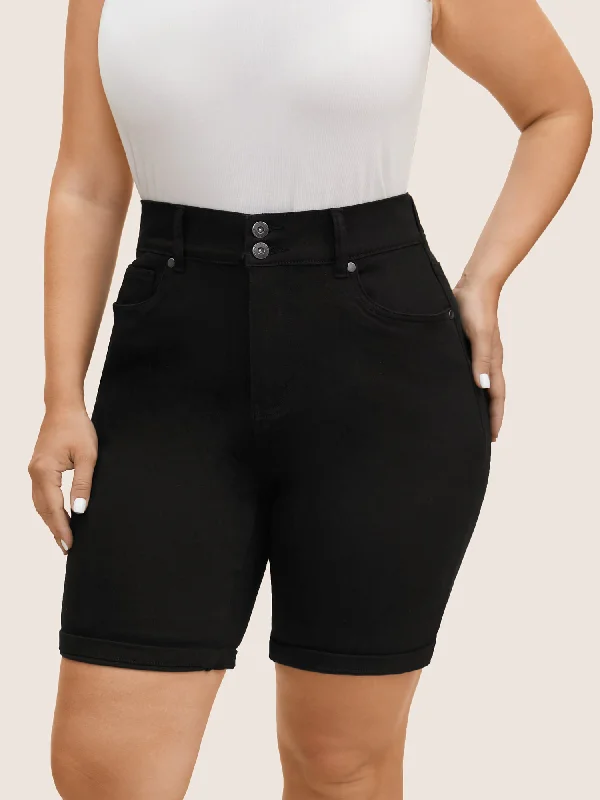 World with has and the plus styled stylist with a.Black Wash Roll Hem Slim Denim Shorts