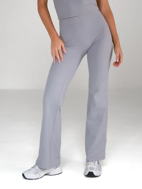 Women's denim jeans with a velvet trim-Alessia Flared Trousers - Pale Lilac