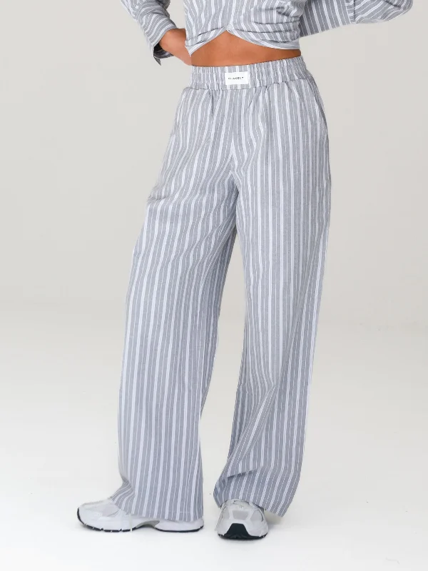 Elena Stripe Trousers - Grey