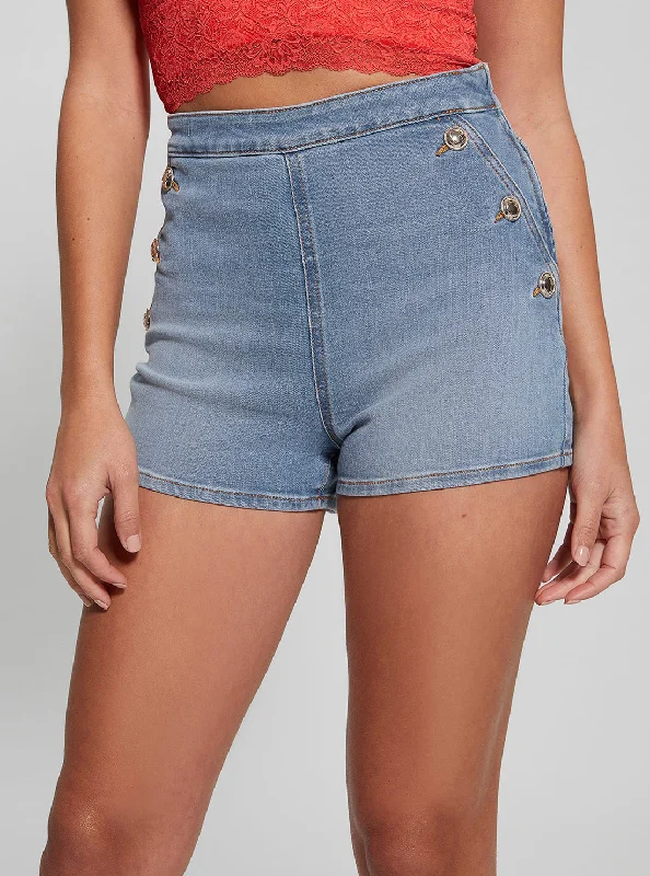 Women's denim shorts and a hat-Blue High-Rise Janae Short