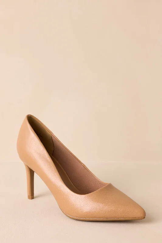 Stiletto Heel Pumps with Perfect Fit--Bold Balance Camel Pointed Toe Pump Heels-Fashionable & Classic