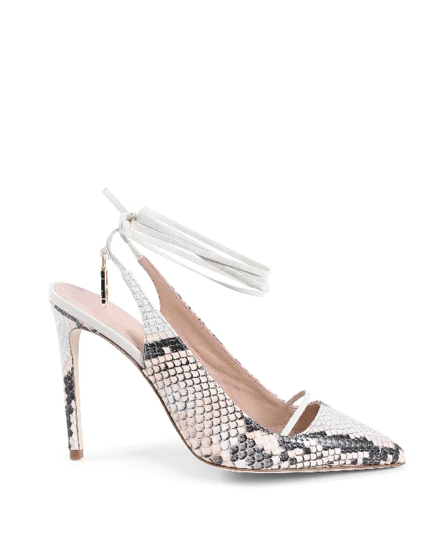 Stiletto Heel Pumps with Perfect Fit--Brenda Python - Black/Nude-Fashionable & Classic