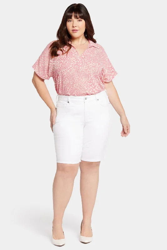 Women's denim shorts and a sweater dress-Briella 11 Inch Denim Shorts In Plus Size - Optic White Women's denim shorts and a sweater dress-Briella 11 Inch Denim Shorts In Plus Size - Optic White