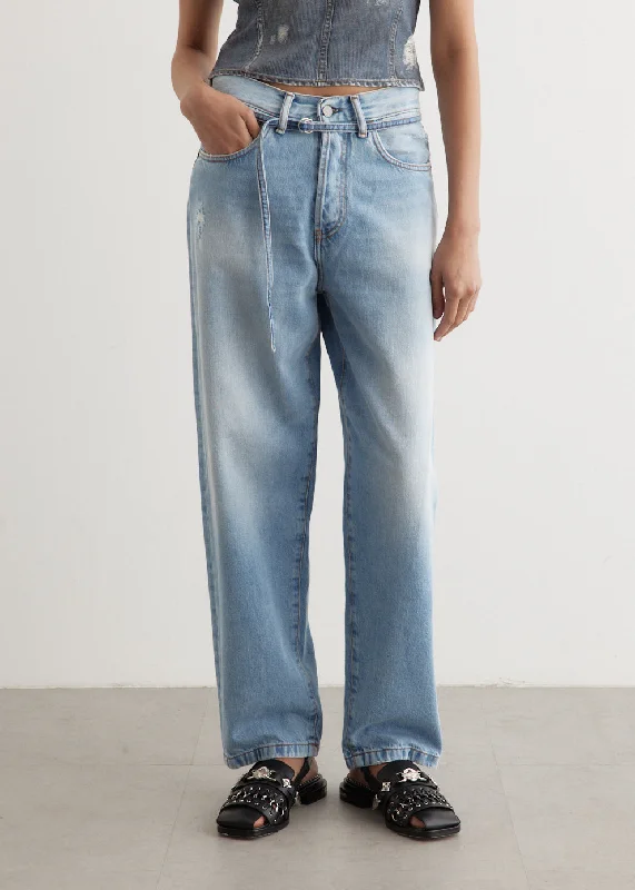 Women's denim jeans with a political design embellishment-1991 Toj Jeans 32"