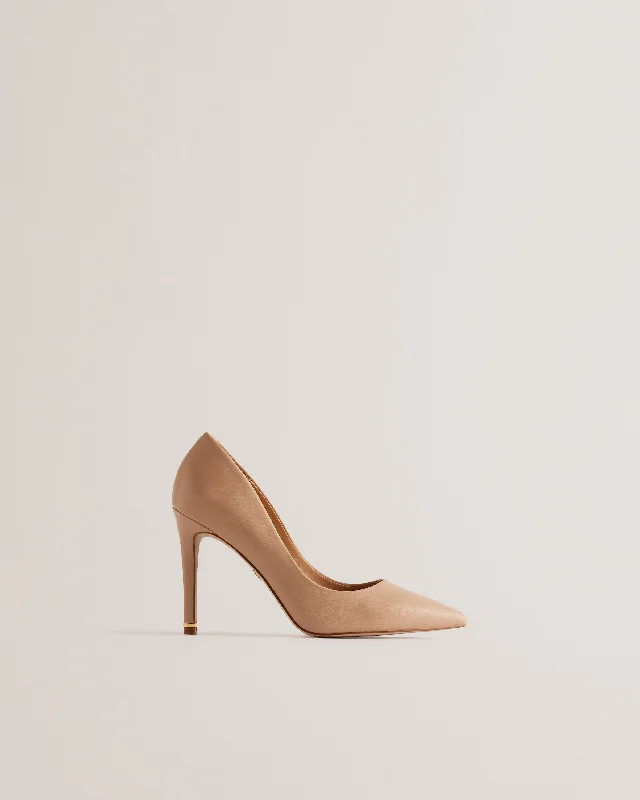 Stiletto Heel Pumps with Perfect Fit--Caaraa High-Heeled Pump With River Of Gold Heel Beige-Fashionable & Classic