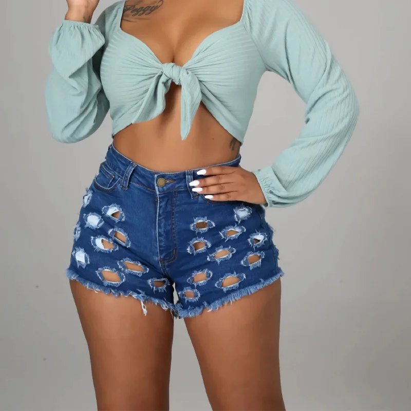 Women's denim shorts and white sneakers-Casual Ripped Denim Shorts Wholesale Womens Clothing N3823090500057 Women's denim shorts and white sneakers-Casual Ripped Denim Shorts Wholesale Womens Clothing N3823090500057