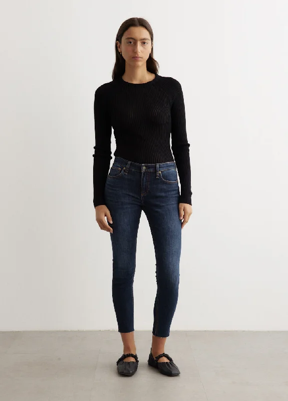 Women's denim jeans with a wood embellishment-Cate Mid-Rise Skinny Jeans
