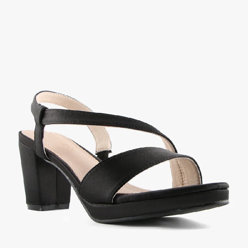 CLARINDA BLACK SATINAffordable Satin Heels with a Luxe Touch