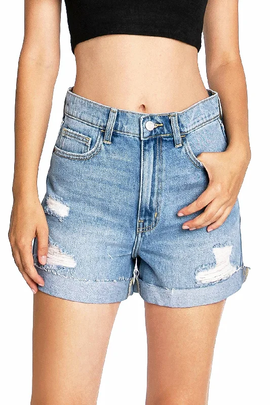 Women's denim shorts and a hat-Classic Mom Shorts