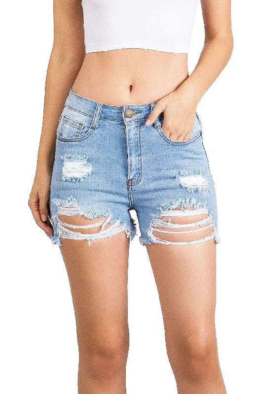 Women's denim shorts with affordable stylish :Classic Shred High Waist Shorts