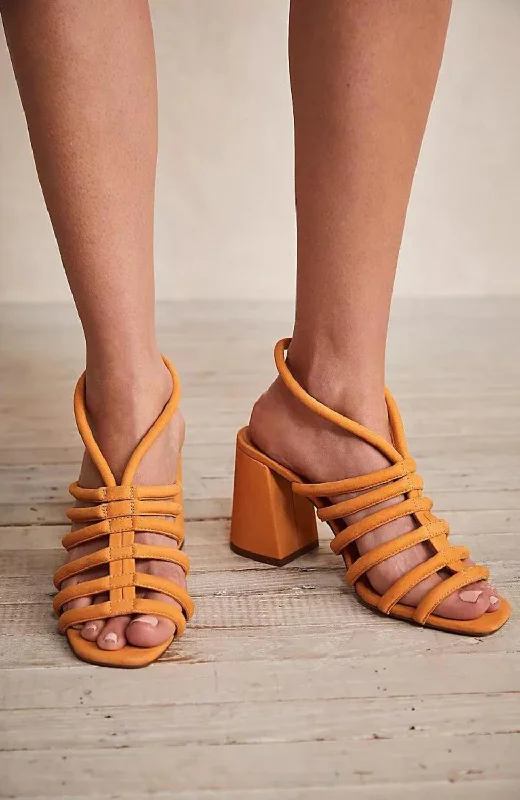 Versatile Heeled Sandals for Any Occasion---Colette Cinched Heels In Hot Orange