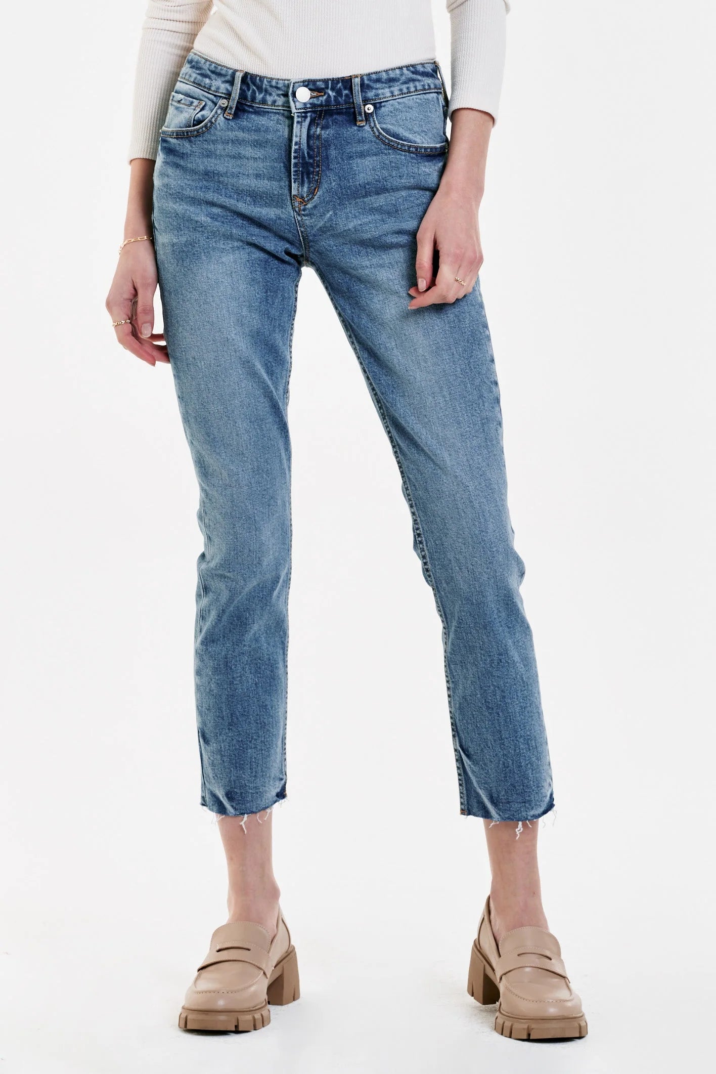 Women's denim jeans perfect fit guide-Dear John Denim Blaire High Rise Ankle Slim Straight Jeans Lyon