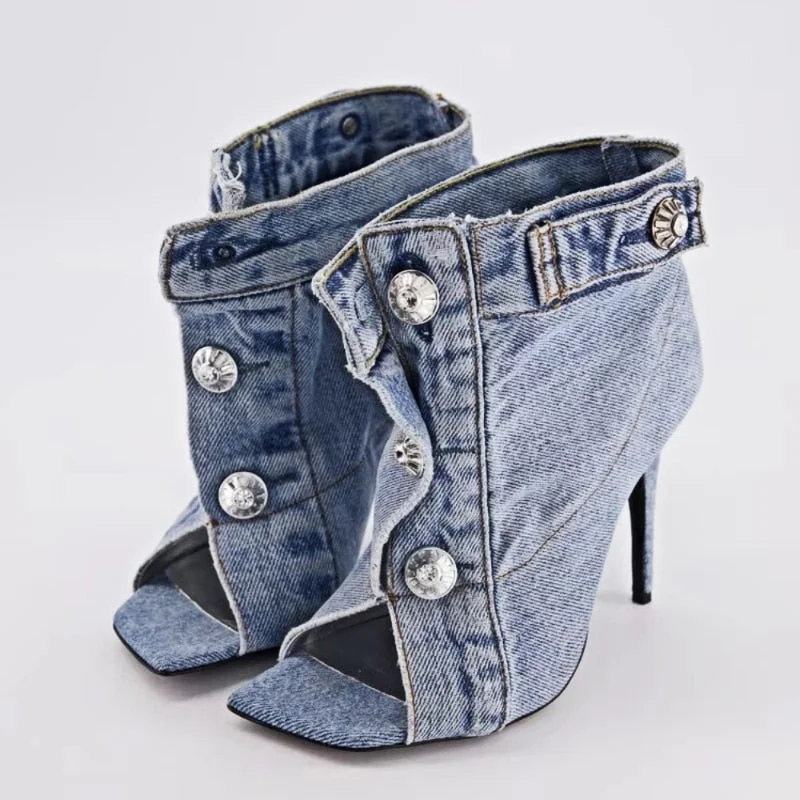 Cordova Denim High Heels---Chic Denim Fabric Heels for a Unique Look