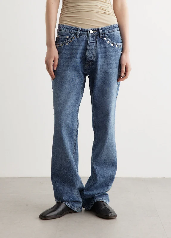 Women's denim jeans with a bird embellishment-Crowd Jeans