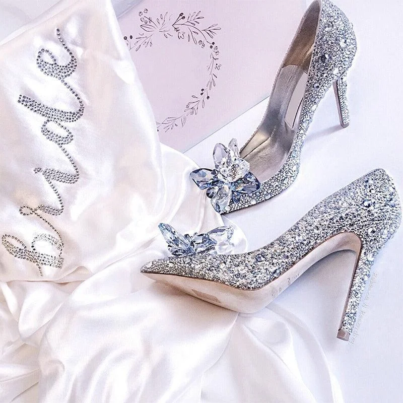 Affordable Rhinestone Pumps for a Dazzling Look---Crystal Rhinestone Wedding Pumps Shoes