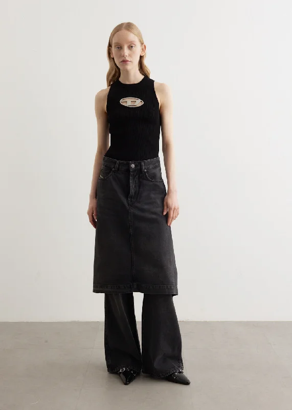 Women's tailored denim skirts for refined style -D-Syren-S Pantaloni Pant Skirt