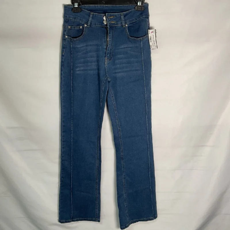 Women's denim jeans with a geometric design embellishment-DAZY WOMEN'S JEANS 7