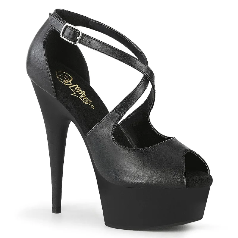 DELIGHT-621 Black Faux Leather/Black Matte---Comfortable Leather Pumps for Office and Everyday Wear