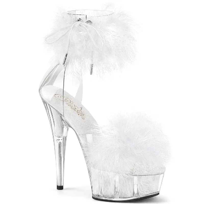 Versatile Heeled Sandals for Any Occasion---DELIGHT-624F Clear-White Fur/M