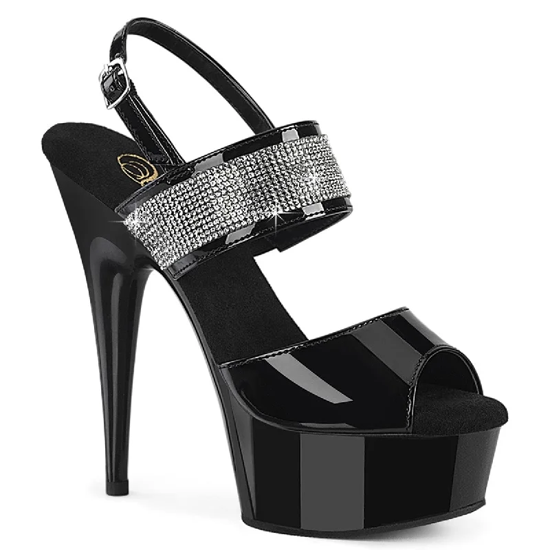 Versatile Heeled Sandals for Any Occasion---DELIGHT-639 Black Patent/Black