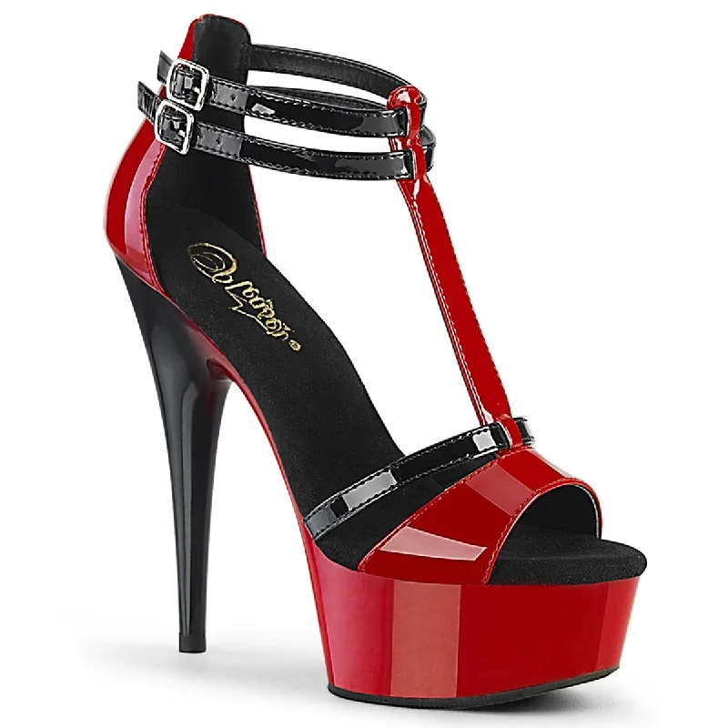 Versatile Heeled Sandals for Any Occasion---DELIGHT-663 Red-Black Patent/Red-Black