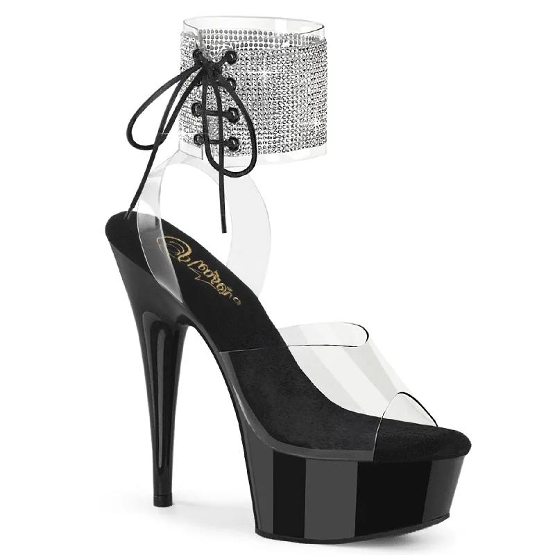 Versatile Heeled Sandals for Any Occasion---DELIGHT-691-2RS Clear/Black