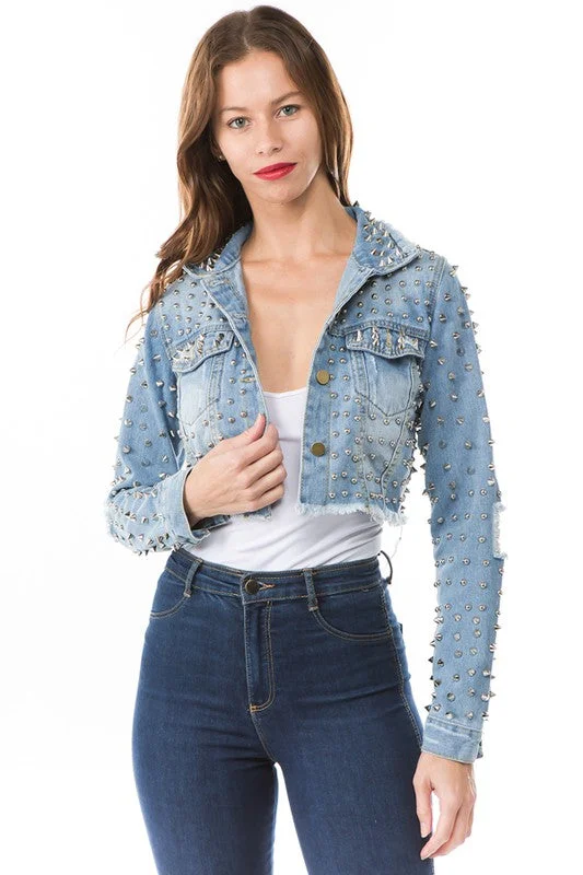 Women's denim jeans with a social change cause design embellishment-DENIM JACKET