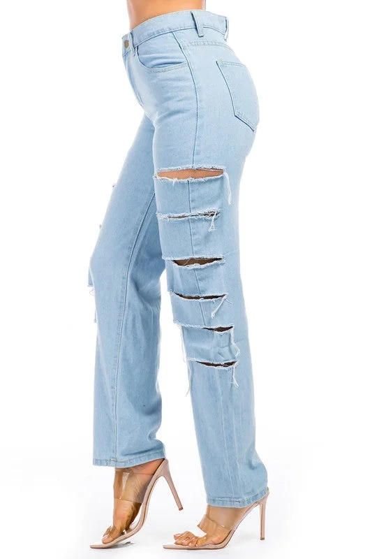 Women's denim jeans with a vegetable embellishment-DENIM JEANS MULTI CUT