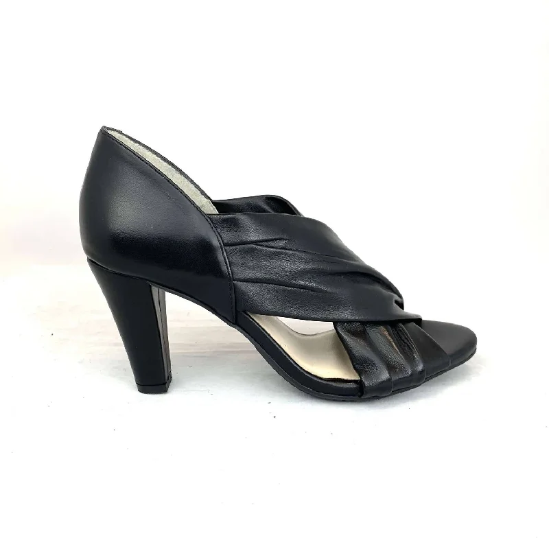 Dobson Heels In Black Leather---Comfortable Leather Pumps for Office and Everyday Wear