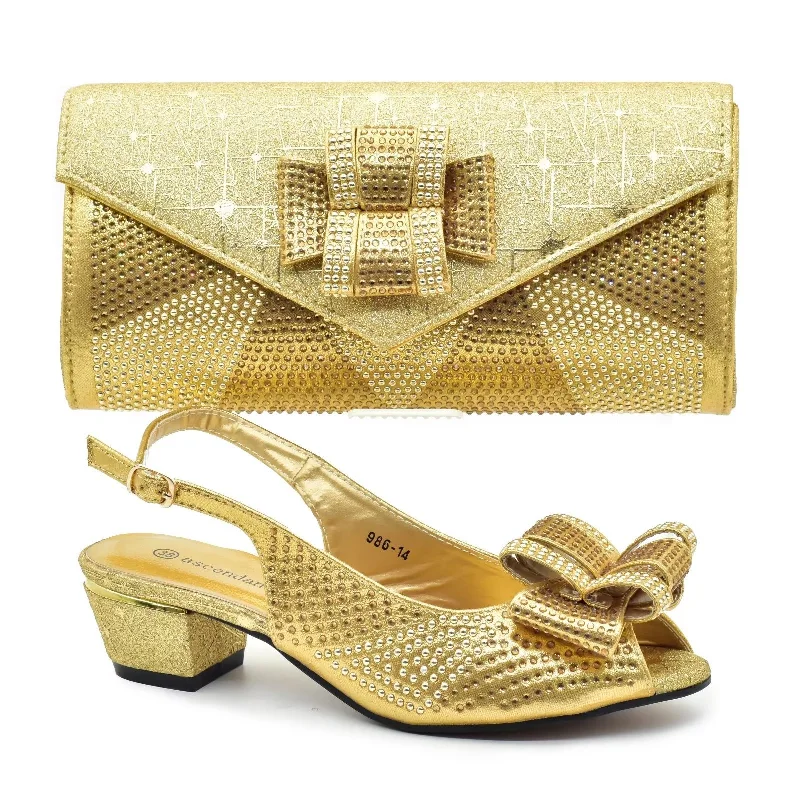 Shoes And Bag Matching Set With Gold Women Italian Shoes