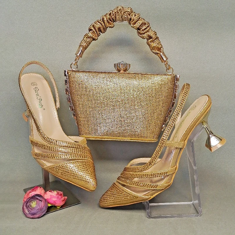 Shoes with Matching Bags Italian Design gold Shoes