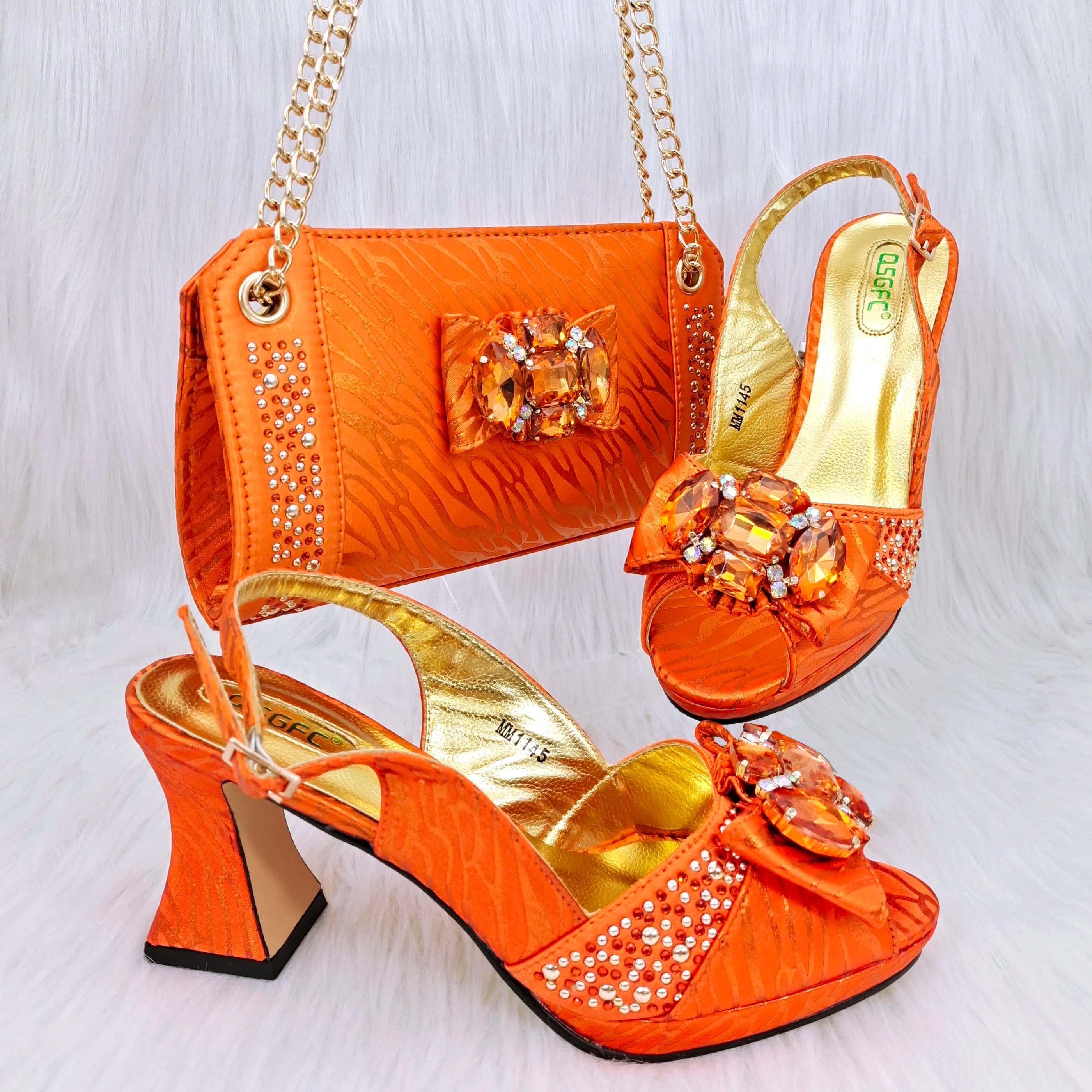 Italian Design Fashion Style Ladies Shoes with Matching Bag Set Nigerian Shoes