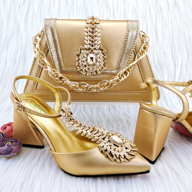 Shoes and Bag Sets gold Women Shoes