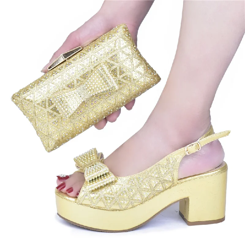 Shoes And Bag Matching Set With gold Women Italian Shoes