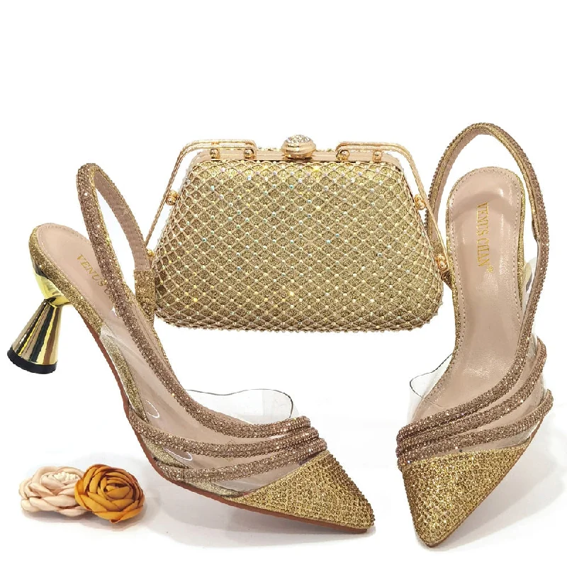 Shoes and Bag Set Sets gold Women Shoes