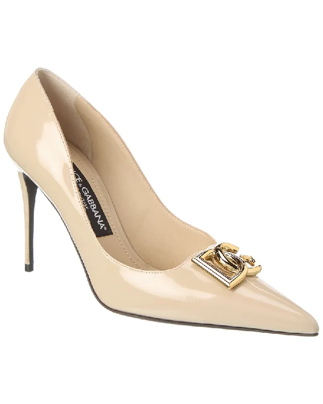 Dolce & Gabbana DG Logo Leather Pump---Comfortable Leather Pumps for Office and Everyday Wear