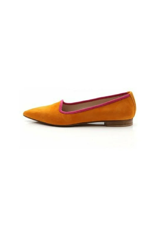 Trendy Chunky Heel Pumps for Casual Wear--Donna Carolina Emma Two Tone Loafer 47.654.118 | Camoscio Ace (Orange/Fuchsia) | Clearance Final Sale