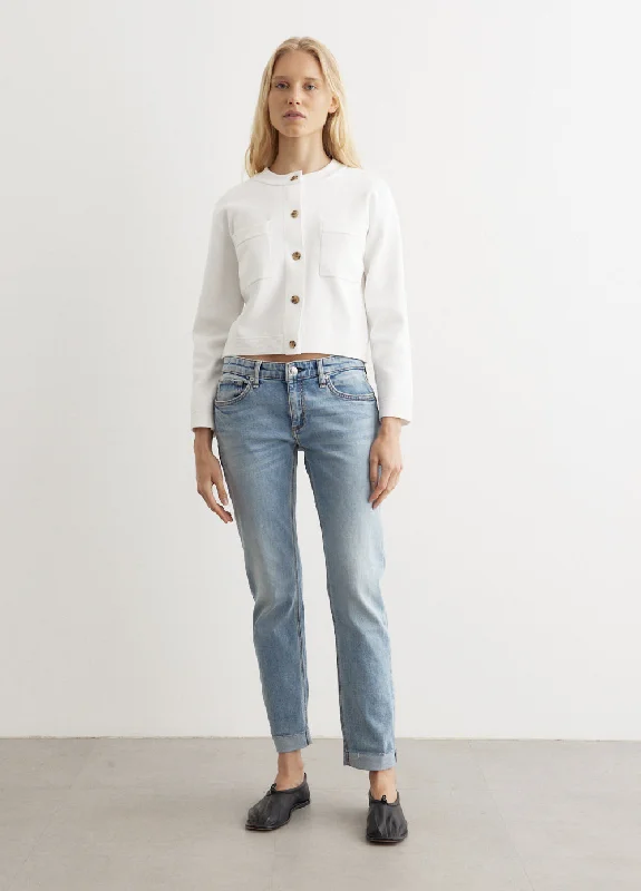 Women's denim jeans with a bead embellishment-Dre Low-Rise Slim Boyfriend Jeans