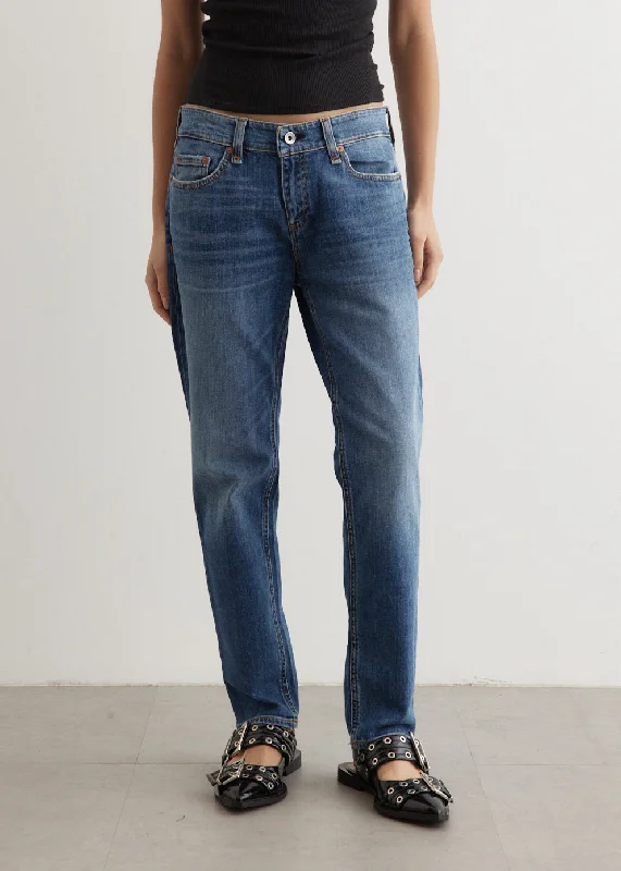 Women's denim jeans with a social change cause design embellishment-Dre Low-Rise Slim Boyfriend Jeans Women's denim jeans with a social change cause design embellishment-Dre Low-Rise Slim Boyfriend Jeans