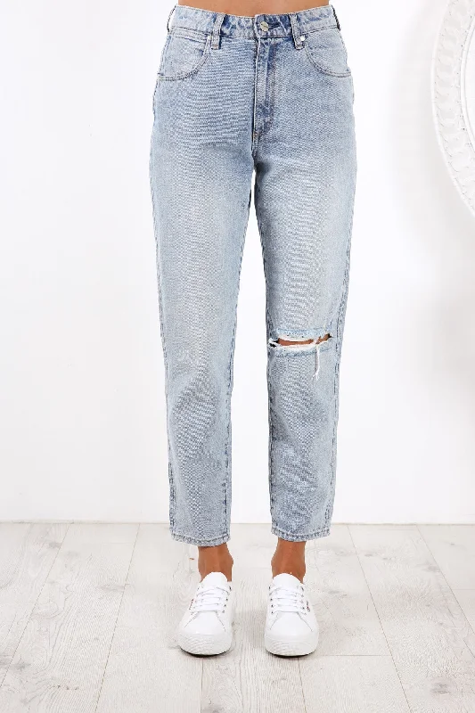 Women's denim jeans with a animal rights change cause design embellishment-Drew Jean Lucille Blue