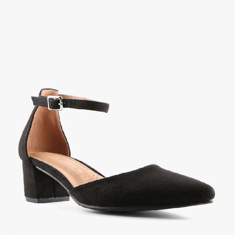 Affordable Suede Ankle Pumps for All-Day Wear--DUTY BLACK SUEDE