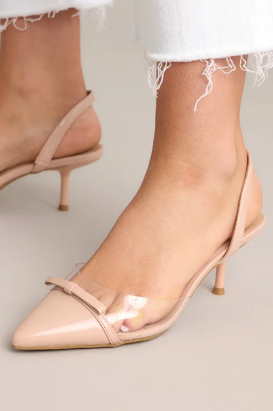 Elegant Lift Beige Slingback Kitten Heels---Fashionable Kitten Heels for Date Night