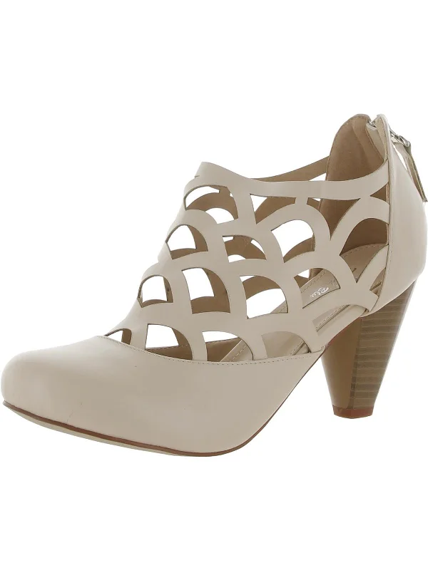 Elena Womens Faux Leather Cut-Out Pumps---Comfortable Leather Pumps for Office and Everyday Wear