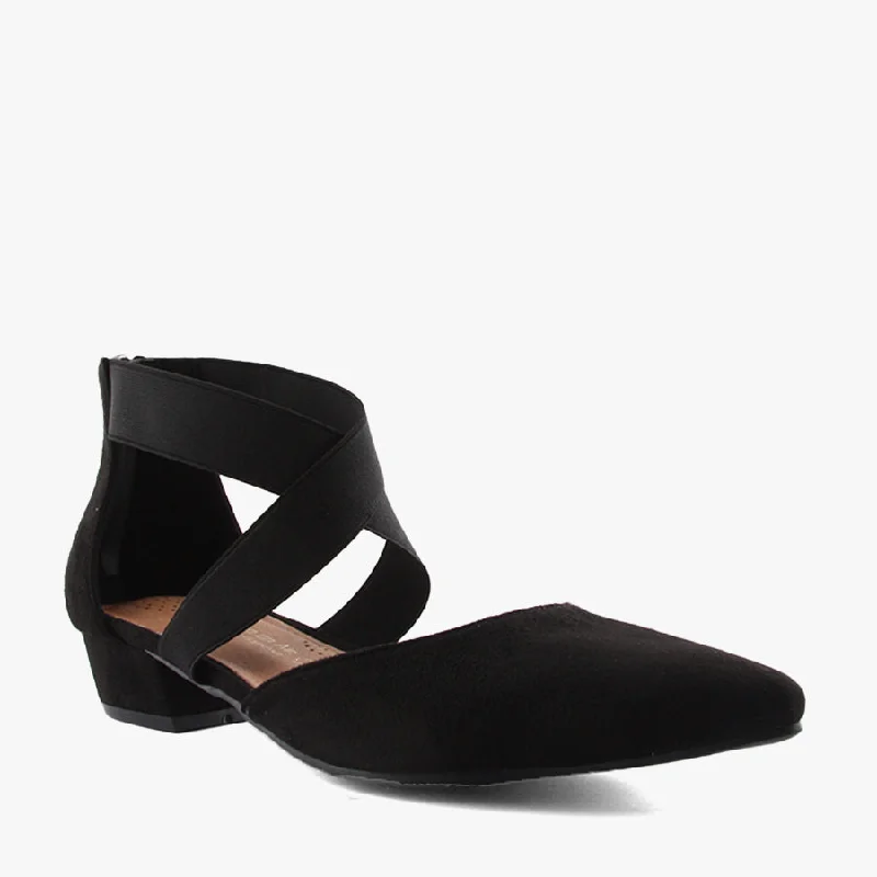 Affordable Suede Ankle Pumps for All-Day Wear--ELLA BLACK SUEDE