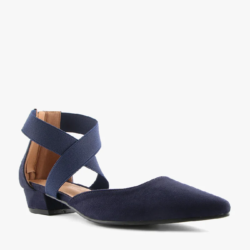 Affordable Suede Ankle Pumps for All-Day Wear--ELLA NAVY SUEDE