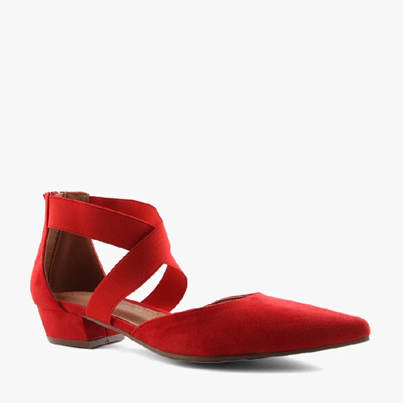 Affordable Suede Ankle Pumps for All-Day Wear--ELLA RED SUEDE