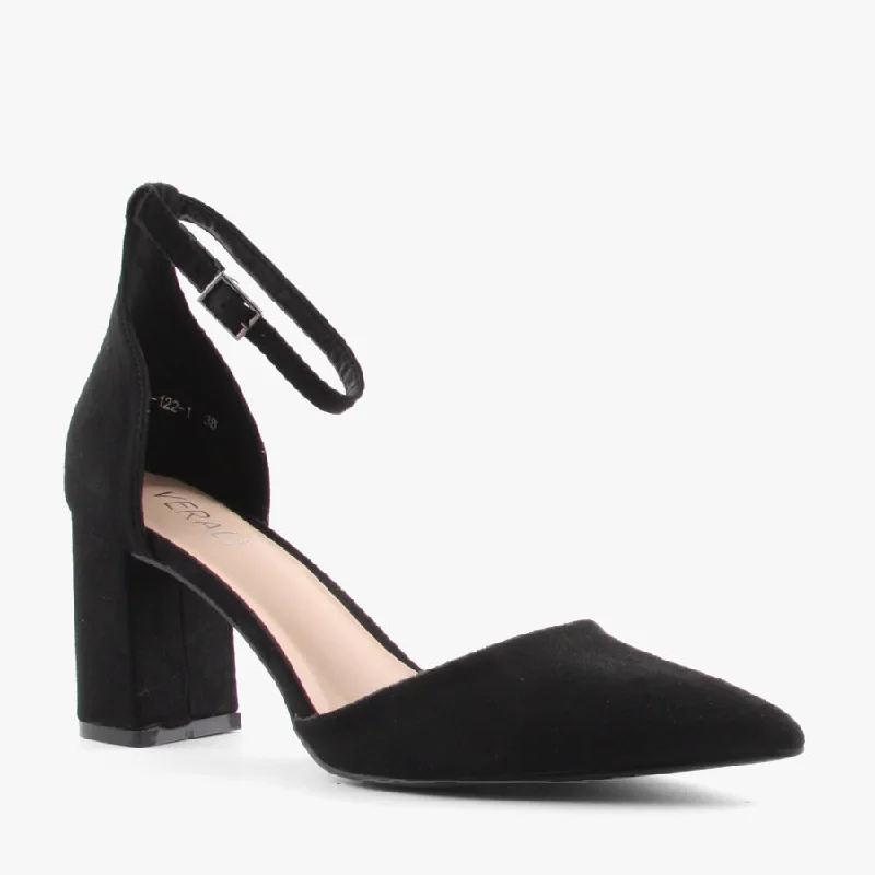 Affordable Suede Ankle Pumps for All-Day Wear--ENZO BLACK SUEDE