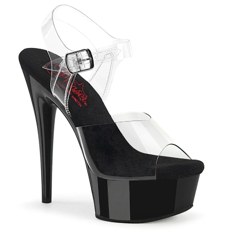 Versatile Heeled Sandals for Any Occasion---EXCITE-608 Clear/Black